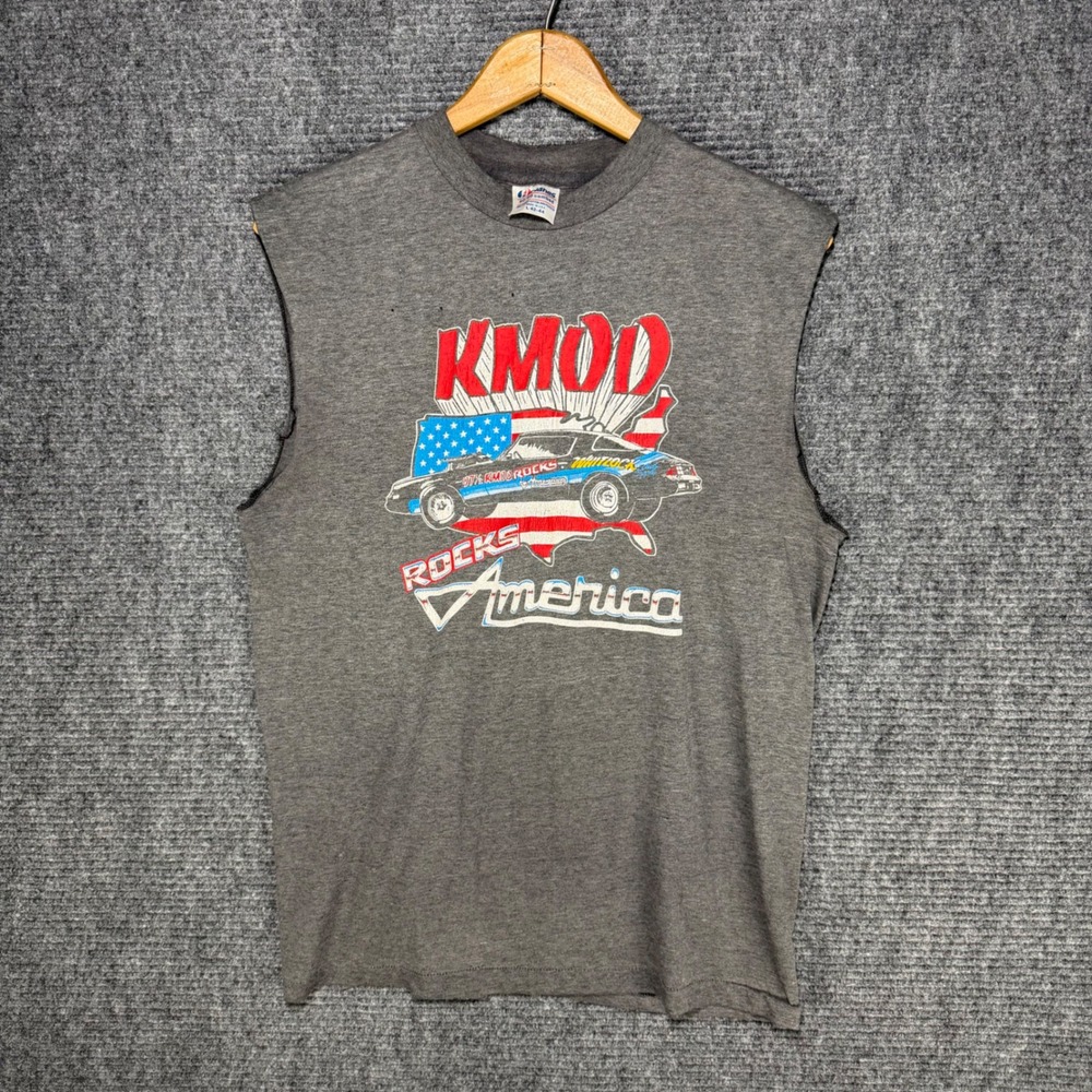 Vintage KMOD Rocks America Whitlock Racing Team Muscle Tee Hanes Faded Large USA